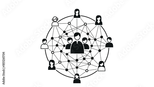 Network Connection: Interconnected circles symbolize global connection. representing communication and technology's influence.