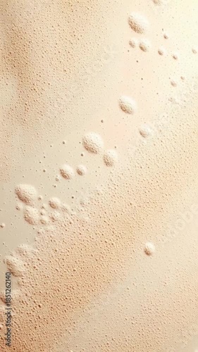Abstract close-up of light brown foam with tiny bubbles, showcasing a soft texture and subtle gradient effect