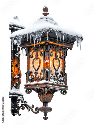 Antique Icy Streetlight with Decorative Frame