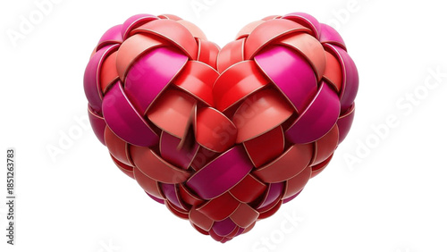 Large Glossy Satin Ribbon Curved into a Heart Shape, Isolated Luxury Silk Ribbon for Romantic Design