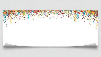 Colorful confetti border on white background for celebration