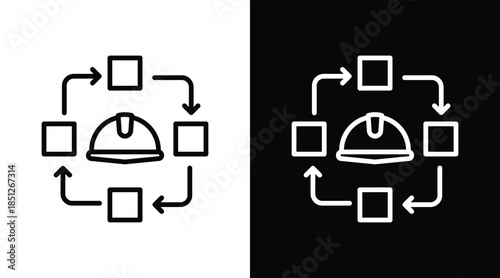 workflow Two-tone version in black and white background
