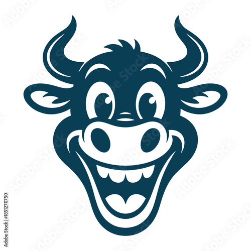 Smiling Bull Mascot Logo Design