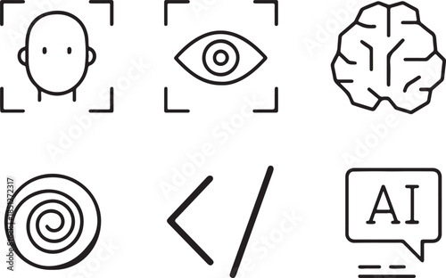 Icons representing technology and AI