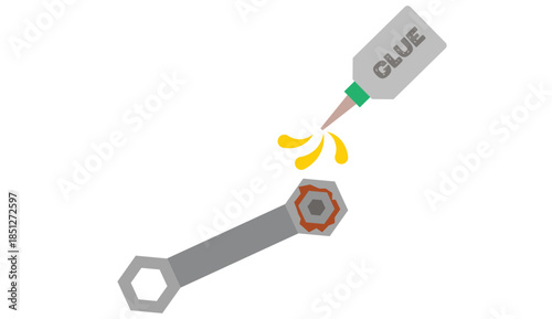 Applying Glue to a Broken Wrench, Vector.