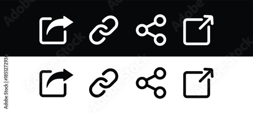 Share icon set. external link black vector icon set. Isolated symbols on white background.  vector illustration eps 10.