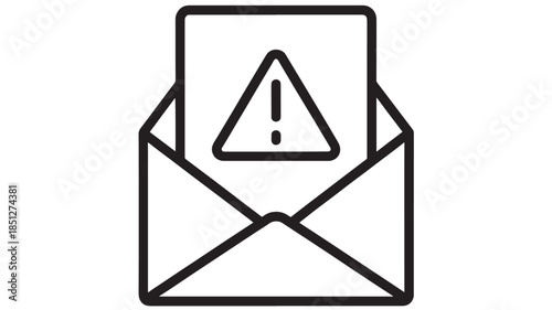 Free Download Warning message in envelope black outline linear icon on transparent background silhouette - GFXLoad