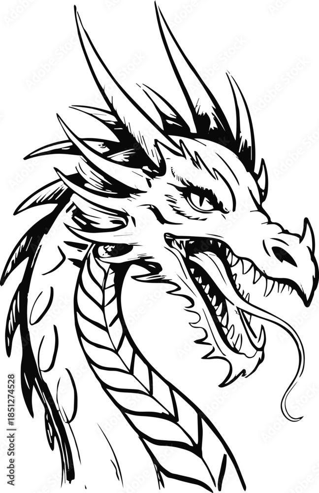 Obraz premium dragon head heraldry crest vector illustration gaming