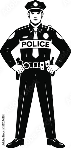 police officer vector illustration standing hands on hips