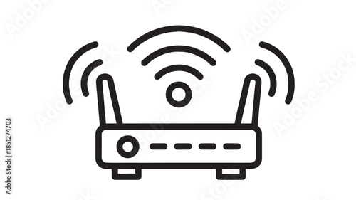 Wireless router icon with signal waves modern design on transparent background silhouette