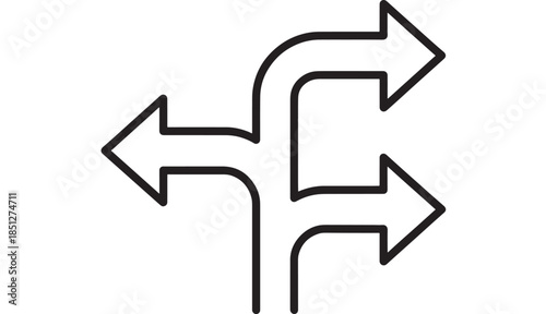 Four directional arrows pointing different ways on transparent background silhouette