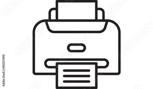 Simple printer icon in a line drawing style on transparent background silhouette