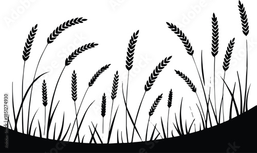 wheat pattern seamless border of wheat stalks and grass vector