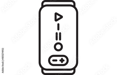 Linear design of a smart watch with controls on transparent background silhouette