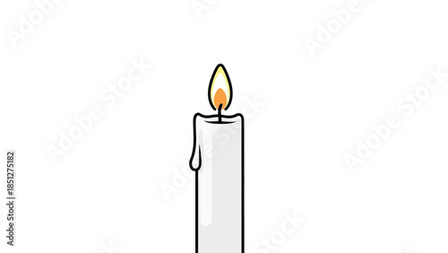 Simple hand-drawn illustration of a white burning candle with a flickering flame, symbolizing light and hope.