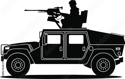 military combat transport silhouette icon for apparel design