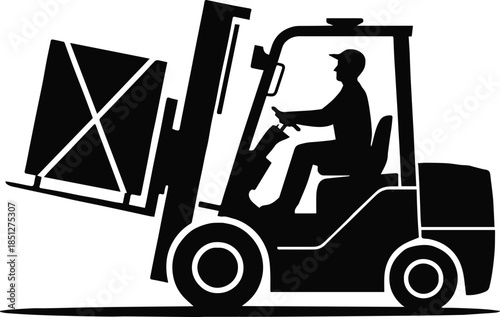 forklift silhouette icon for warehouse logistics and material handling