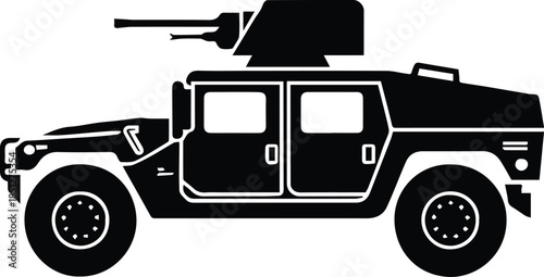 military tactical vehicle silhouette side view vector illustration