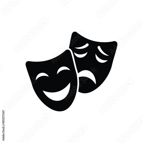 Comedy and tragedy theater masks silhouette 