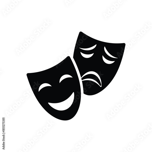 Comedy and tragedy theater masks silhouette 