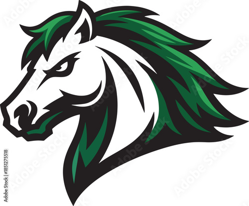 Wallpaper Mural A green and black horse head logo on isolated with a fierce expression Torontodigital.ca