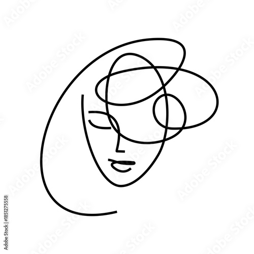 Portrait of a girl with a beautiful hairstyle. Fashion logo. Style icon, hair curls.