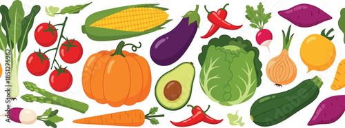 Fresh Vegetables Border - Healthy Eating and Vibrant Produce Collection