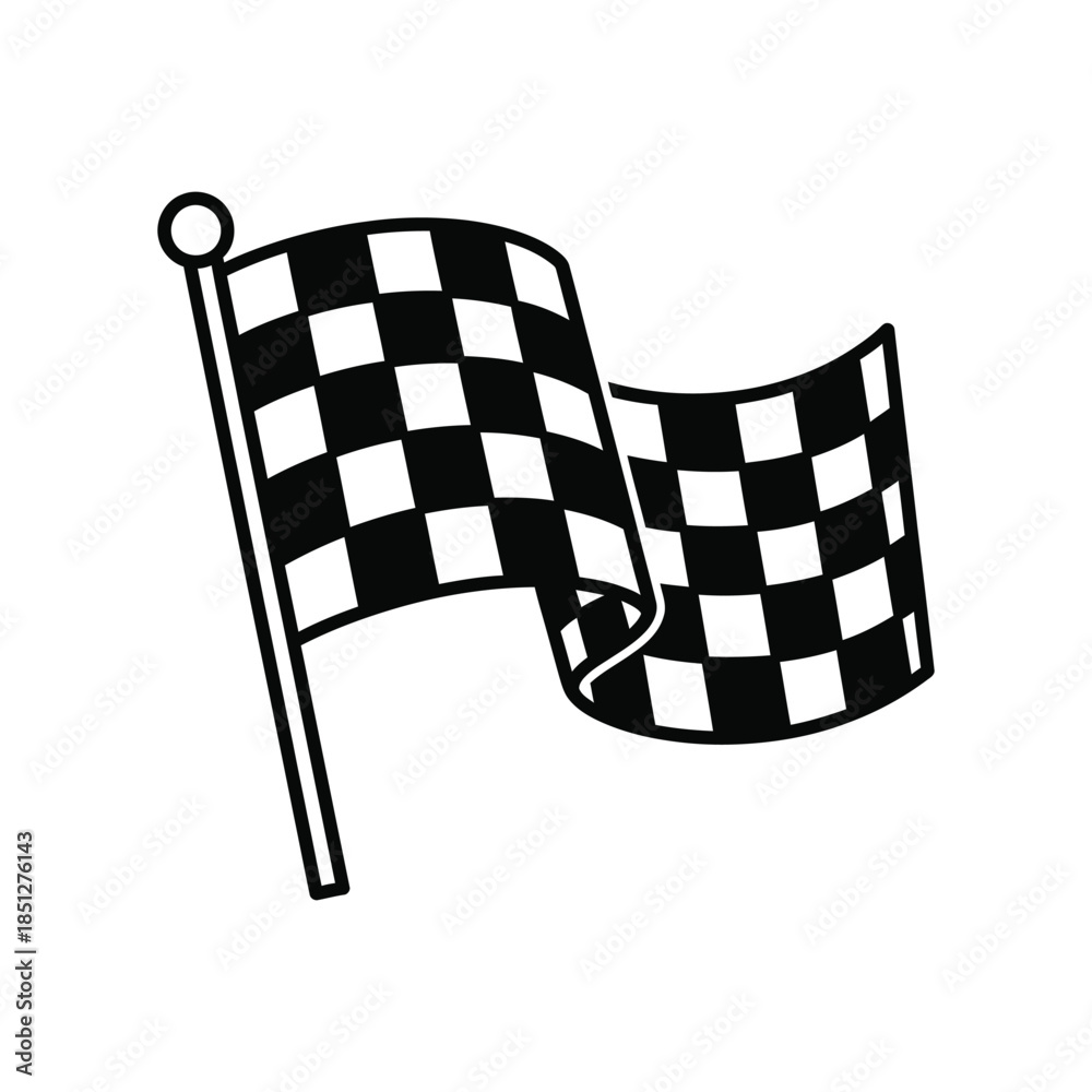 Fototapeta premium Checkered racing flag silhouette 