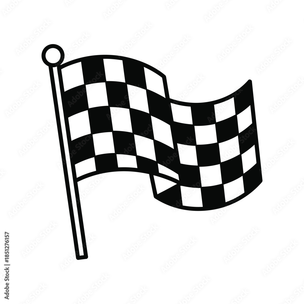 Fototapeta premium Checkered racing flag silhouette 