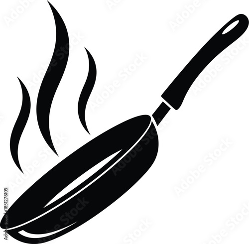 Hot frying pan icon black silhouette