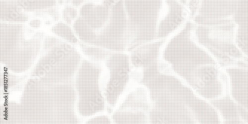 White wrinkled paper texture. Vector halftone pixelated manga background. Light beige neutral color dots bg. Grungy urban backdrop. Wide horizontal duotone banner. Crumpled punk collage template