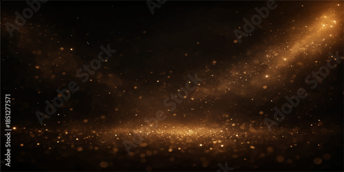 An abstract universe background featuring a dark blue nebula and glowing particles swirling through a deep space starfield of bright cosmos light