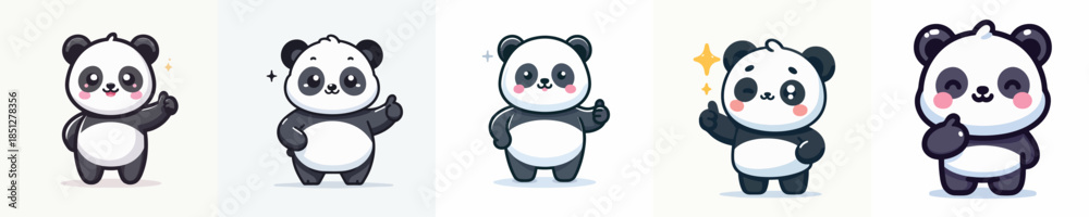 Naklejka premium cute panda vector giving thumbs up