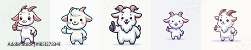 cute goat vector giving thumbs up