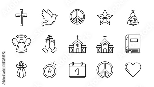 Christian icons represent belief during christmas season or faith symbols showing devotion within religious context