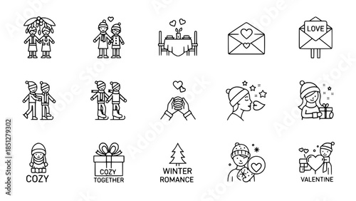 Couple skating under mistletoe shows love or romantic dinner table sets scene for date