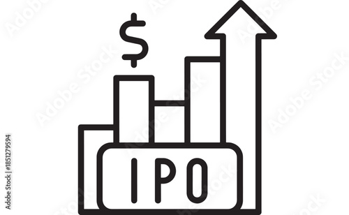 Financial growth with an upward trend and ipo on transparent background silhouette