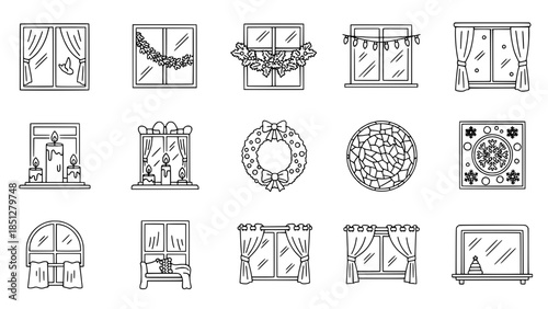 Windows showcase decoration in home for christmas or windows display ornaments for holiday season
