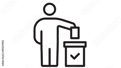 Person inserting ballot into ballot box voting process illustration on transparent background silhouette