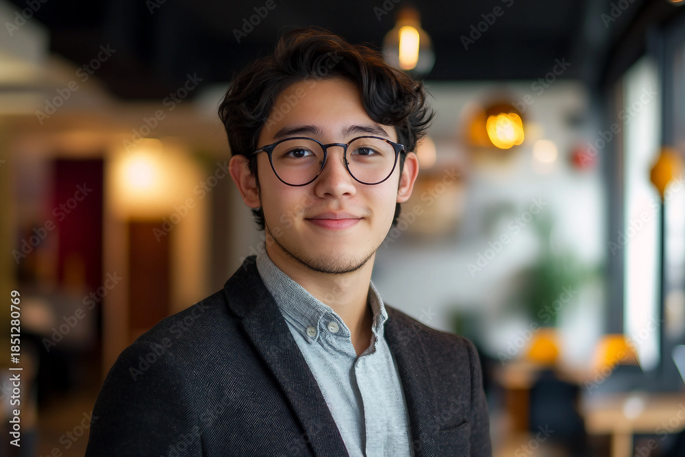 Fototapeta premium Confident Startup Founder Presenting Project Data at Business Presentation Conference as Professional Orator Speaker Generative AI