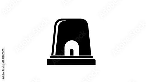 Black siren light icon, emergency signal warning flash alert warning symbol isolated