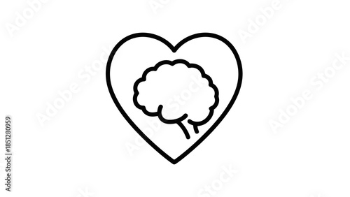 Heart with brain icon symbolizing connection between emotion and intellect