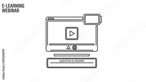 E-learning webinar with video player and question & answer session icon
