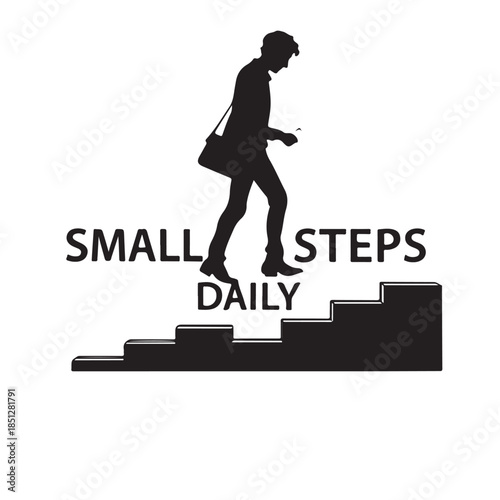 Black Small Steps Daily Silhouette Vector, High Quality Illustration on White Background