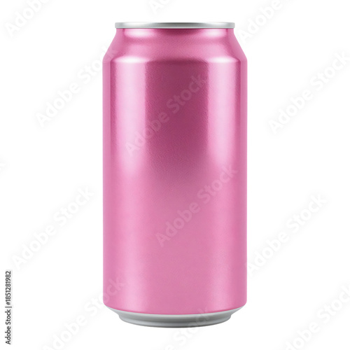 Bright Pink Soda Can With Smooth Surface and Metallic Finish on a Light Backg...