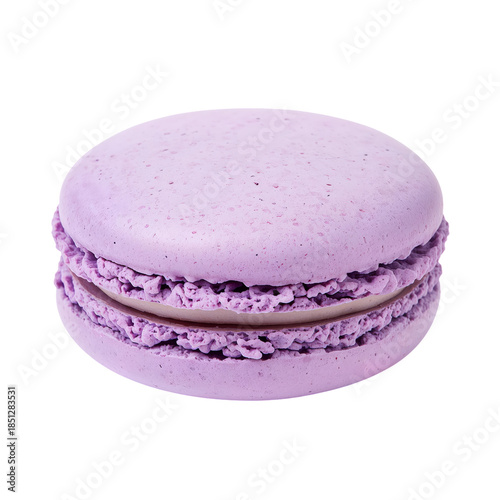 Delicious Purple Macaron With Chocolate Filling on White Background