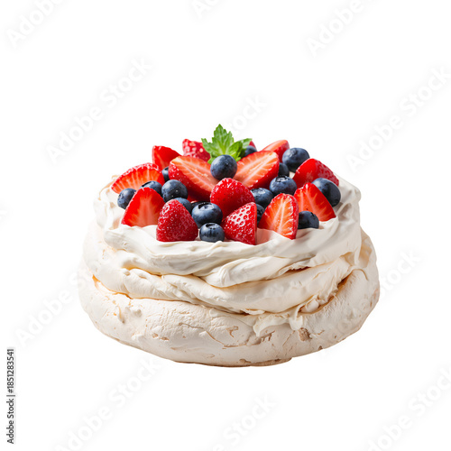 Fresh Dessert With Cream, Strawberries, and Blueberries for a Summer Gatherin...