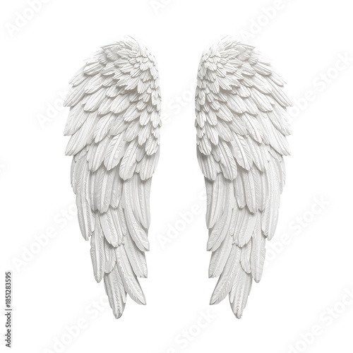 Decorative White Wings Displayed on a Wall for Home Decor or Art Project in a...