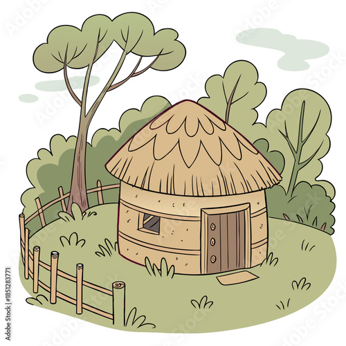 a-small-round-village-hut-with-a-thatched-roof--su