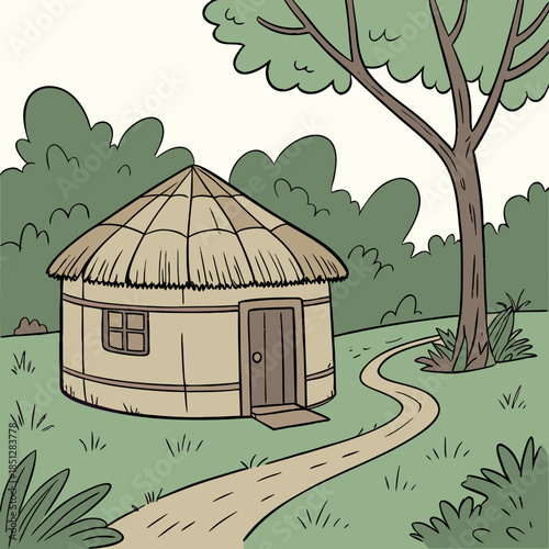 a-small-round-village-hut-with-a-thatched-roof--su